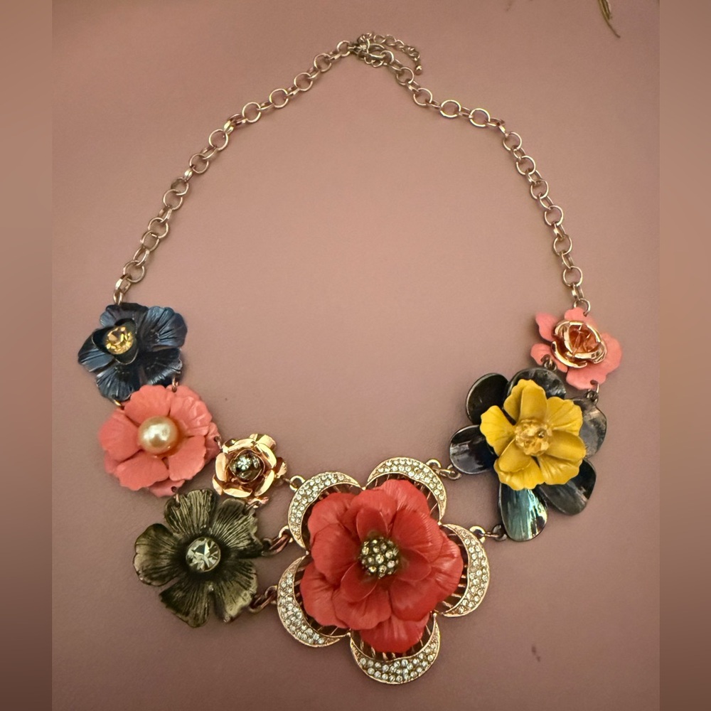 Floral Multi-Color Statement Necklace - Women's costume Jewelry